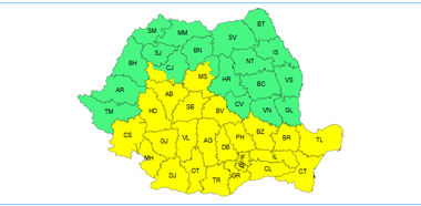 Peste jumătate din ţară, sub cod galben de furtuni / Recomandări - HARTA