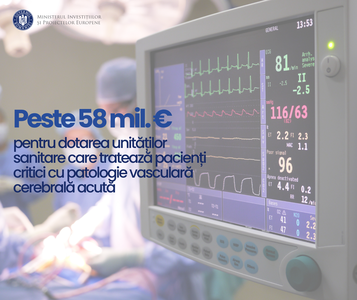 Ministerul Investiţiilor şi Proiectelor Europene finanţează cu 58 de milioane de euro spitalele care tratează AVC