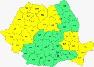 Vânt puternic, ploi şi o nouă răcire a vremii, până sâmbătă, în cea mai mare parte a ţării/ Cod galben de ploi torenţiale, descărcări electrice şi vijelii, în Maramureş, Crişana, Banat, Transilvania, Dobrogea, nord-estul Munteniei şi sudul Moldovei