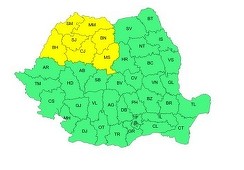 Cod galben de furtuni, cu ploi torenţiale, descărcări electrice, vijelii, în Maramureş, nordul Crişanei, nordul şi centrul Transilvaniei/ Cod galben privind temperaturi ridicate şi disconfort termic, Banat, Oltenia şi în sud-vestul Munteniei, miercuri