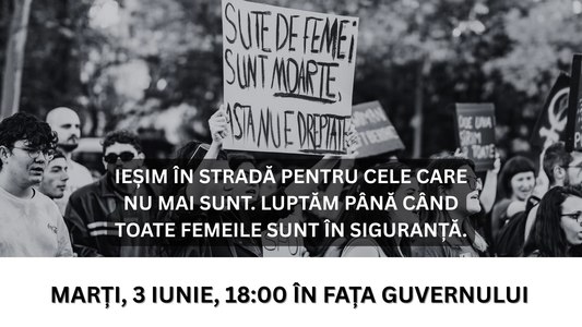 Miting de solidaritate cu femeile victime ale abuzului, marţi, în faţa Guvernului. Organizatorii cer incriminarea femicidului ca infracţiune distinctă şi obligativitatea evaluării riscului în toate cazurile de violenţă domestică 