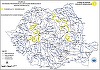 Cod Galben de viituri şi inundaţii locale în Transilvania, Moldova şi zona Carpaţilor de Curbură emis de Institutul Naţional de Hidrologie şi Gospodărire a Apelor, valabil până miercuri dimineaţă