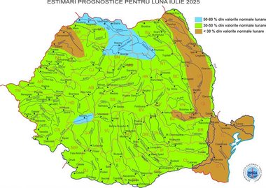 Hidrologii anunţă debite scăzute pe majoritatea râurilor din ţară, în luna iulie / Valori foarte scăzute sunt prognozate pentru bazinele râurilor Crasna, Barcău, Râmnicul Sărat, Bârlad, pe afluenţii Prutului şi în Dobrogea