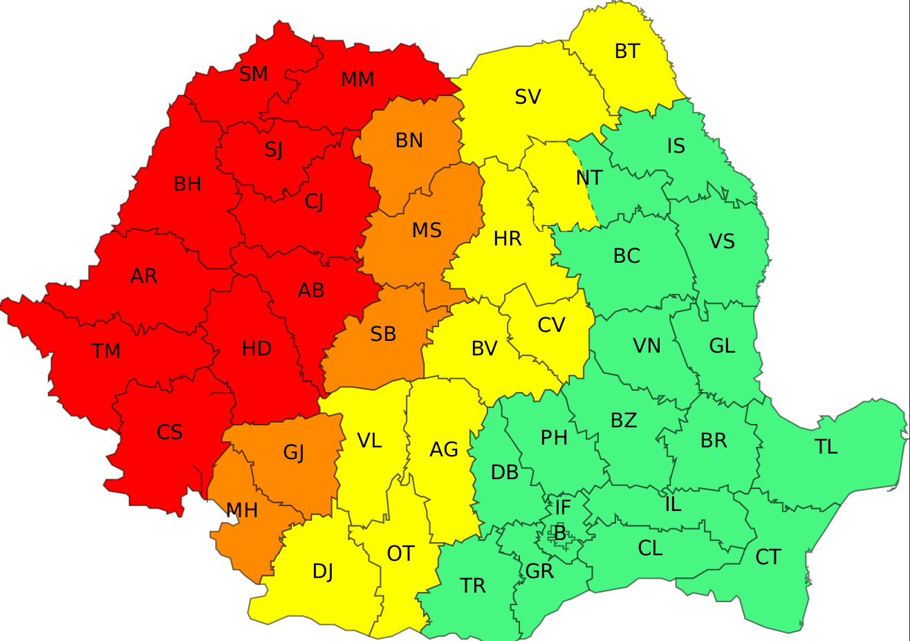 Cod roşu de vijelii pentru zece judeţe din vestul ţării, valabil până la ora 20.00/ Meteorologii au emis avertizare nowcasting pentru Timiş, unde rafalele vor atinge 120 de km/h şi va cădea grindină de mari dimensiuni