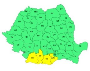 Cod galben de caniculă în judeţele Dolj, Olt, Teleorman şi Giurgiu/ Luni, va fi Cod portocaliu de caniculă şi disconfort termic accentuat, în cinci judeţe unde vor fi temperaturi de 37-40 de grade, şi Cod galben în alte 15 judeţe şi în Capitală