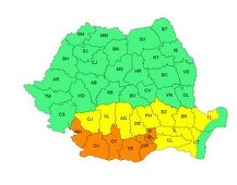 Cod portocaliu de caniculă în Mehedinţi, Dolj, Olt, Teleorman, Giurgiu, Ilfov şi în Bucureşti/ Cod galben în nordul Olteniei, în nordul şi estul Munteniei şi în Dobrogea continentală/ Joi, valul de căldură se va extinde în cea mai mare parte a ţării 