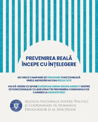 Agenţia Naţională pentru Politici şi Coordonare în Domeniul Drogurilor şi al Adicţiilor: Prevenirea consumului de canabis în rândul tinerilor nu înseamnă doar afişe şi sloganuri / Cele mai bune rezultate, când şcoala sprijină dezvoltarea personală