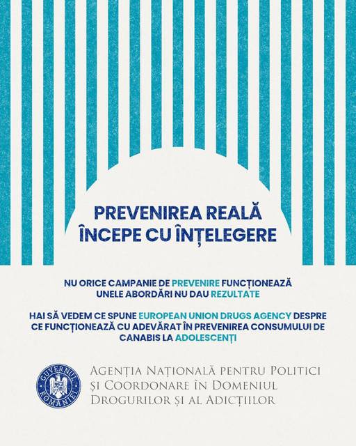 Agenţia Naţională pentru Politici şi Coordonare în Domeniul Drogurilor şi al Adicţiilor: Prevenirea consumului de canabis în rândul tinerilor nu înseamnă doar afişe şi sloganuri / Cele mai bune rezultate, când şcoala sprijină dezvoltarea personală