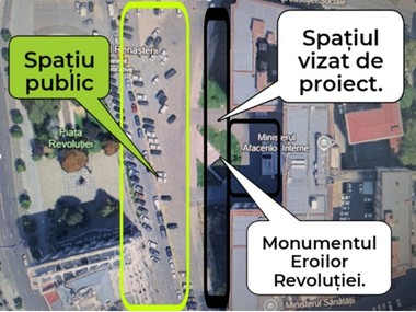 MAI precizează că doreşte transferul unui spaţiu din Piaţa Revoluţiei, care include doar Monumentul Eroilor Revoluţiei şi alveolele laterale, pentru a permite ministerului efectuarea lucrărilor de întreţinere şi conservare a monumentului