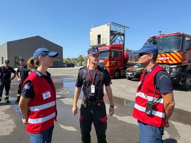 IGSU: Astăzi, modulul românesc RO GFFF-V şi-a început prima zi operativă în baza de la Nea Makri, din Grecia, alături de colegii francezi