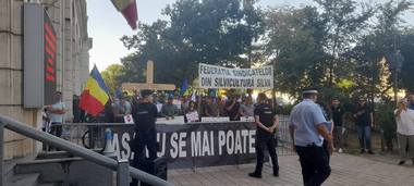 Protest al silvicultorilor în faţa Ministerului Mediului/ Sindicaliştii cer retragerea proiectului privind restructurarea Romsilva/ Ministrul Diana Buzoianu: Romsilva nu este vaca de muls pentru nimeni - VIDEO FOTO