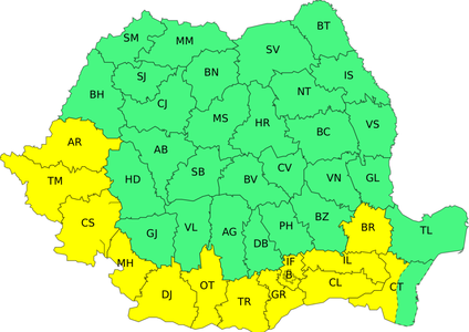 ANM: Caniculă în Banat, sudul Crişanei şi al Olteniei, sudul, centrul şi estul Munteniei, precum şi în sud-vestul Dobrogei şi în sud-estul Moldovei, cu temperaturi de până la 38 de grade