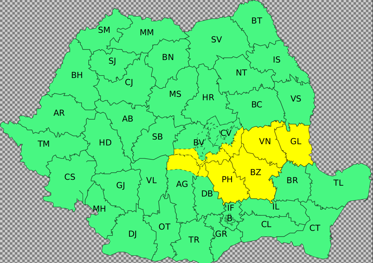 Ploi torenţiale până vineri noapte, în nordul Munteniei, sudul Moldovei şi sud-estul Transilvaniei / Izolat, cantităţile de apă pot depăşi peste 40 de l/mp