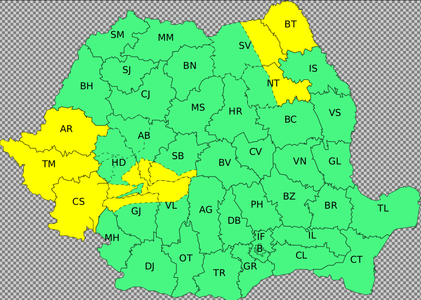 Vânt puternic sâmbătă şi duminică, în judeţele Caraş-Severin, Timiş, Arad, Botoşani, zona joasă a judeţelor Suceava şi Neamţ şi în jumătatea vestică a Carpaţilor Meridionali/ La peste 1700 de metri, rafalele vor atinge 100 km/h
