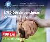 Ministrul Muncii anunţă că 2.750.000 de pensionari cu venituri mai mici sau egale cu 2.574 lei vor primi în decembrie sprijinul financiar de 400 lei, a doua tranşă din ajutorul de 800 lei acordat în acest an