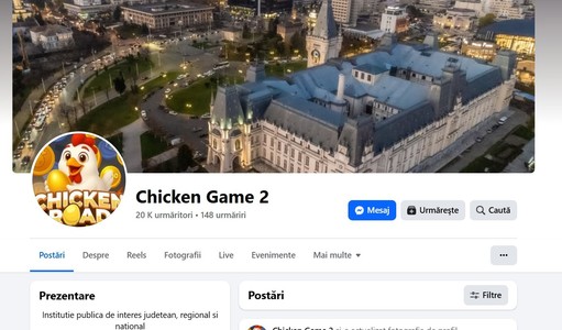 Pagina de Facebook a Consiliului Judeţean Iaşi a fost ţinta unui atac cibernetic. Pagina a fost redenumită Chicken Game 2, iar poza de profil a fost înlocuită cu cea a unei găini
