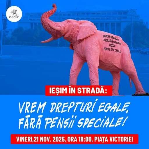 Protest în Piaţa Victoriei – ”Vrem drepturi egale, fără pensii speciale!” / Organizaţiile civice cer aplicarea principiului contributivităţii pentru toate pensiile din România


