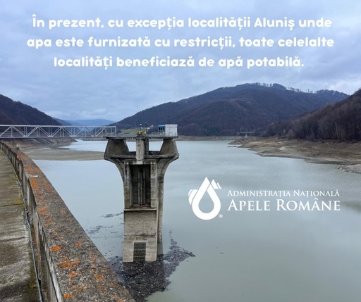 ANAR: Toate localităţile din Prahova afectate din cauza problemelor de la Barajul Paltinu primesc apă potabilă, cu o excepţie, unde apa este furnizată cu restricţii/ Nivelul apei în lac permite intervenţii tehnice sigure şi menţinerea alimentării cu apă