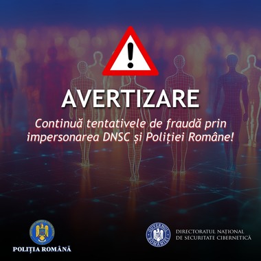 Nou tip de fraudă în numele Poliţiei Române şi al DNSC: mesaje on-line înşelătoare privind blocarea unor dispozitive / Infractorii cer utilizatorilor achitarea unei amenzi de 1.250 de lei, în două ore, prin card bancar/ Recomandările autorităţilor