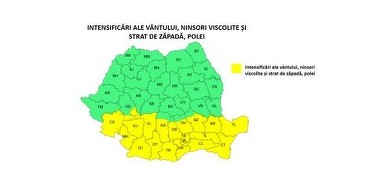 ANM: Ninsori în cea mai mare parte a ţării, până vineri/ Vântul va avea intensificări, iar joi vremea se va răci semnificativ/ Cod galben de vânt puternic, ninsori viscolite, strat de zăpadă, polei, în Dobrogea, Muntenia, Oltenia şi sudul Banatului,