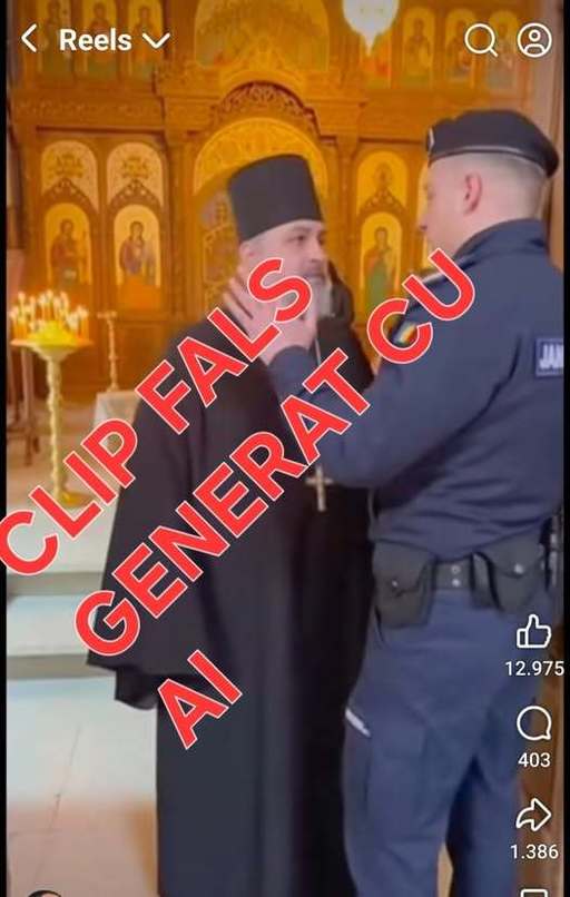 Ministerul Afacerilor Interne atrage atenţia asupra unui video fals, generat cu AI, în care un preot ar avea o divergenţă cu un jandarm, într-o biserică