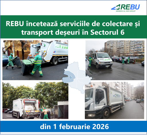 REBU anunţă că, din 1 februarie, nu mai colectează deşeurile de la agenţii economici şi asociaţiile de proprietari: Este o obligaţie impusă printr-un act administrativ al Primăriei Sectorului 6, care trebuie respectată
