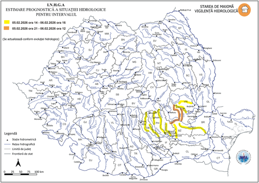 Hidrologii avertizează că este risc de inundaţii pe râuri din şase judeţe ale ţării/ Cod portocaliu pe râuri din Buzău şi Prahova de joi seară până vineri la prânz