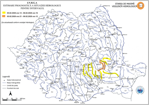 Cod roşu de inundaţii în judeţele Prahova şi Buzău/ Pe râul Nişcov pot fi depăşite cotele de pericol/ Pentru râurile Teleajen şi Milcov, din judeţele Prahova şi Vrancea, a fost instituit cod portocaliu, cu posibilă depăşire a cotelor de inundaţie