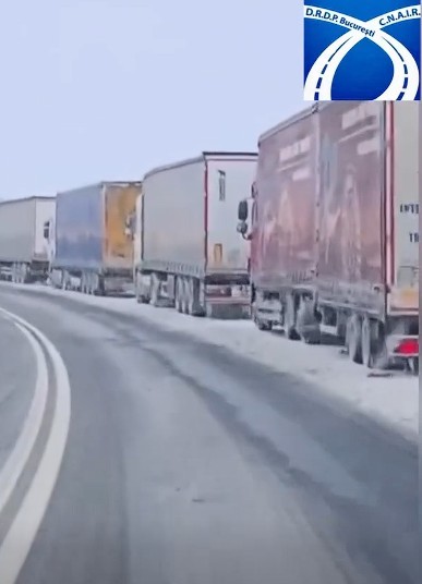 COD GALBEN DE NINSORI ŞI VISCOL - CNAIR: Blocaj de aproximativ 14 km pe DN5, înainte de trecerea peste podul Prieteniei! Autocamioanele nu pot traversa frontiera şi staţionează ore întregi pe malul românesc