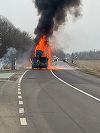 Braşov: Trafic blocat pe DN 1, la Voila, din cauza unui incendiu izbucnit la o macara în mers - FOTO