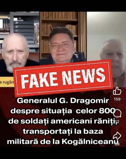 Ministrul Apărării, reacţie la informaţiile că, în ultimele 48 de ore, la Baza 57 Aeriană Mihail Kogălniceanu Air Base ar fi aterizat aeronave având la bord „800 de militari americani răniţi”: Infirm categoric aceste informaţii!