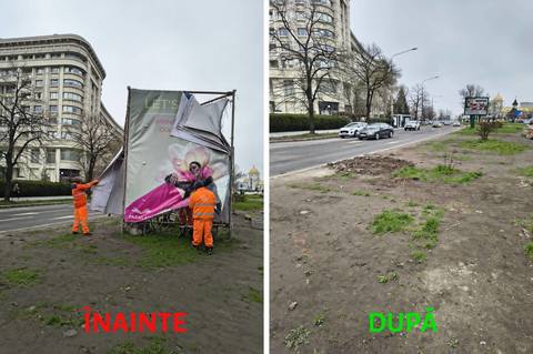 PMB anunţă că 10 structuri publicitare de mari dimensiuni, care ocupau, fără autorizaţie, domeniul public, au fost date jos de Administraţia Străzilor