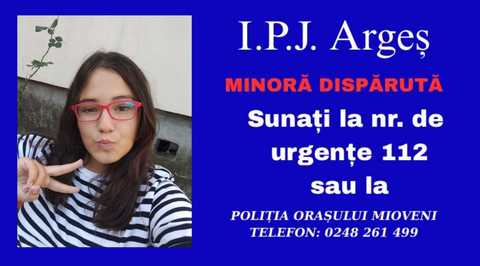 Poliţiştii din Argeş caută o minoră, în vârstă de 13 ani, plecată de acasă. Are telefonul asupra ei, dar nu răspunde
