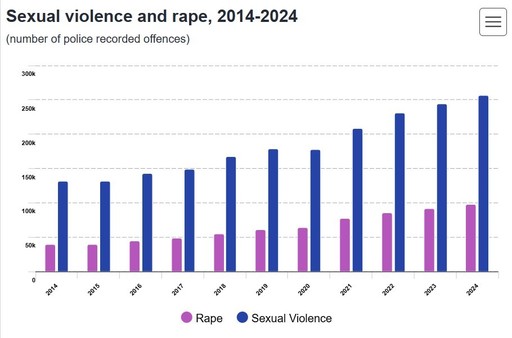 Eurostat: Violenţa sexuală şi infracţiunile de viol în UE au crescut în ultimii 10 ani / Între 2014 şi 2024, infracţiunile de violenţă sexuală au crescut cu 94%, iar cele de viol cu ​​150% / Infracţiunile de corupţie, în creştere uşoară în 2024