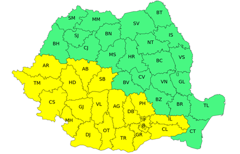Averse torenţiale, grindină, vijelii şi răcire accentuată a vremii sâmbătă şi duminică, în aproape jumătate de ţară/ Atenţionarea ANM pentru sudul Crişanei, Banat, Oltenia, Muntenia şi sud-vestul Transilvaniei