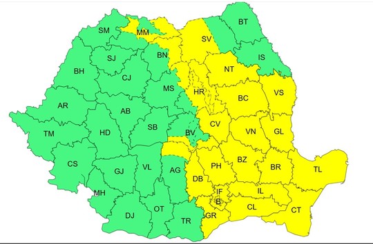 Cod galben de instabilitate atmosferică şi averse însemnate 