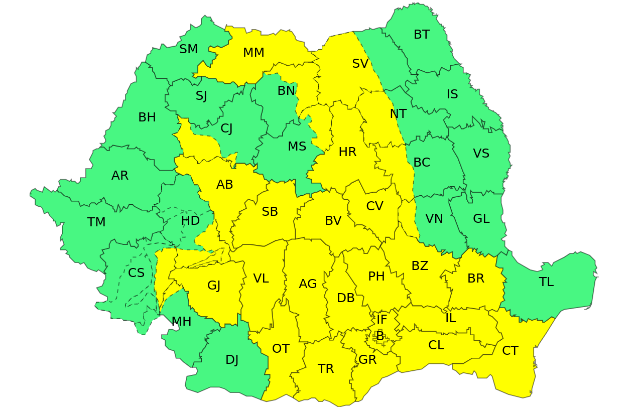 ANM: Trei zile de caniculă în Crişana, Banat, Oltenia şi sudul Munteniei, cu temperaturi de până la 37 de grade şi cu nopţi tropicale/ Joi şi vineri, vijelii şi ploi torenţiale la munte şi parţial în Maramureş, Transilvania, Muntenia, Oltenia şi Dobrogea