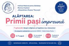 Institutul Naţional pentru Sănătatea Mamei şi Copilului „Alessandrescu-Rusescu” lansează din 1 august campania de informare şi educaţie pentru sănătate „Alăptarea: Primii paşi împreună”