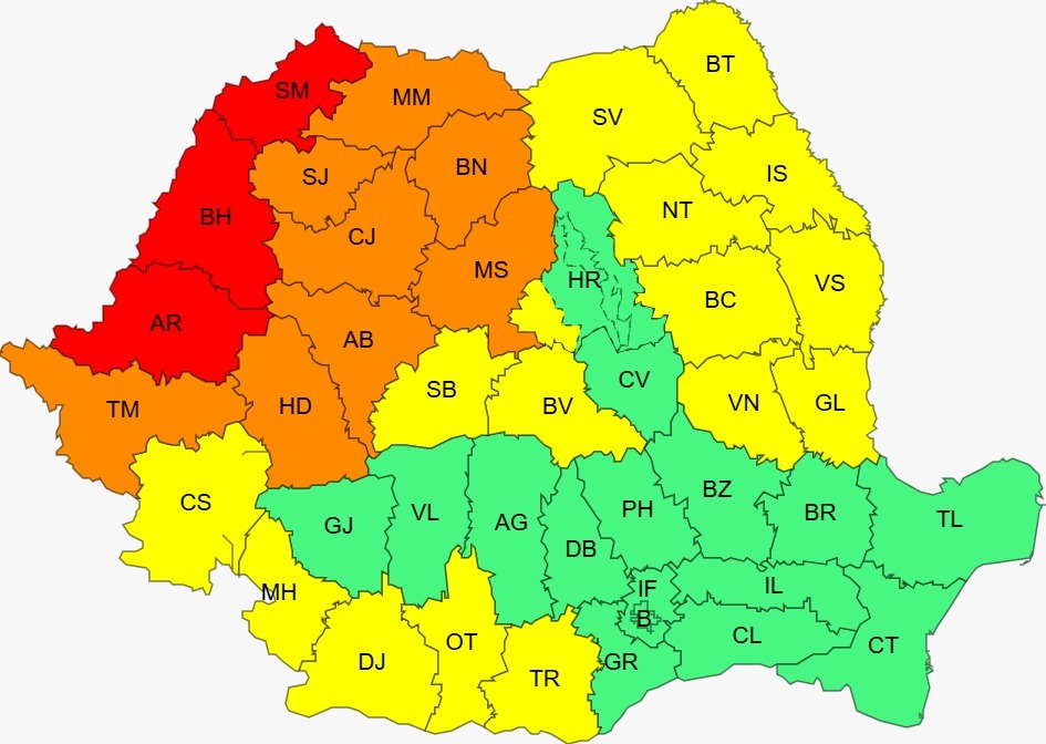 ANM: Valul de căldură persistă în vestul, sud-vestul, centrul și nordul țării, se extinde în sud și est și se intensifică/ Codul roșu, prelungit în Arad, Bihor și Satu Mare/ Coduri portocaliu și galben, în 24 de județe