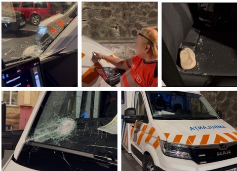 Cluj - Ambulanţă atacată cu topoarele după ce într-un clip pe TikTok s-a afirmat că „fură copii”/ Şoferul autosanitarei a fost rănit la ochi de cioburile parbrizului spart - FOTO, VIDEO