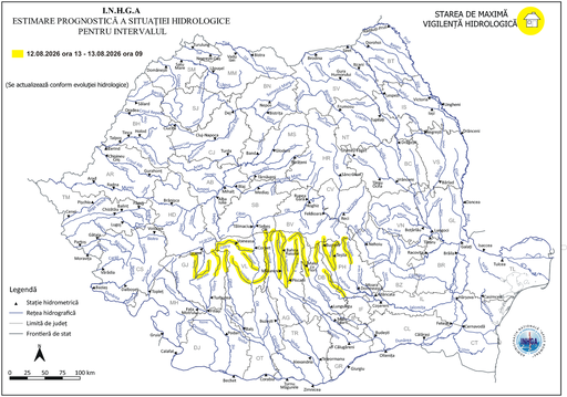 Cod galben de viituri şi posibile inundaţii locale în şapte judeţe/ Recomandările hidrologilor