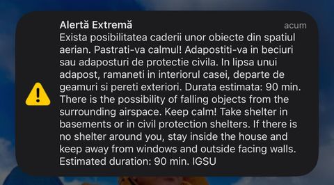 Nou mesaj RO-Alert pentru populaţia din nordul judeţului Tulcea