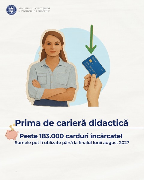 Aproape 200.000 de cadre didactice din învăţământul preuniversitar de stat beneficiază de o primă de carieră didactică în valoare de 1.500 de lei/ Cel puţin 65% din valoarea primei, pentru cursuri de pregătire profesională