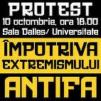 Manifestaţie „împotriva extremismului politic”, organizată de ultraşii radicali în centrul Capitalei: Protestăm împotriva pericolului comunist, renăscut sub masca Antifa