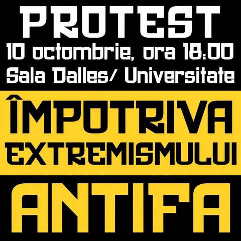 Manifestaţie „împotriva extremismului politic”, organizată de ultraşii radicali în centrul Capitalei: Protestăm împotriva pericolului comunist, renăscut sub masca Antifa