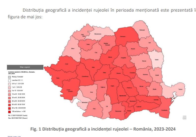 INSP: Peste 500 de cazuri noi de rujeolă, întregistrate în ultima săptămână / Un copil de 7 luni din judeţul Alba a murit / A  murit şi o femeie din judeţul Ialomiţa

