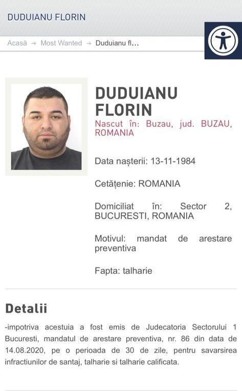 Florin Duduianu, arestat în Los Angeles / Judecătoria Sectorului 1 a emis, în 2020, mandat de arestare pe numele său pentru şantaj, tâlhărie si tâlhărie calificată