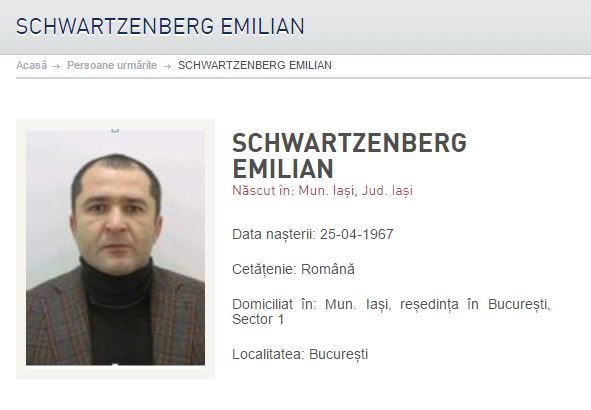 Elan Schwartzenberg apare pe lista persoanelor urmărite de pe site-ul Poliţiei Române