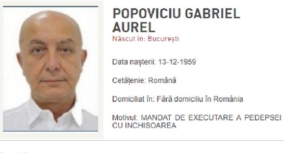 Fotografia şi datele omului de afaceri Puiu Popoviciu, publicate de Poliţia Română la rubrica "Persoane urmărite"
