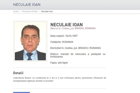 Omul de afaceri Ioan Neculaie, dat în urmărire în urma unei condamnări de 2 ani şi 2 luni 
